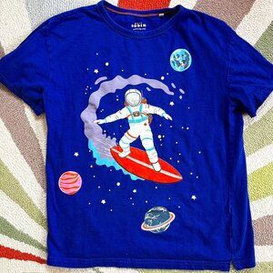 Boden Graphic Tee with Applique Astronaut Surfing, Size 11-12